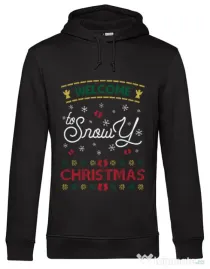 Hoodie barbat cu gluga Snowy Christmas Negru
