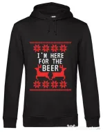 Hoodie barbat cu gluga Here for the beer Negru