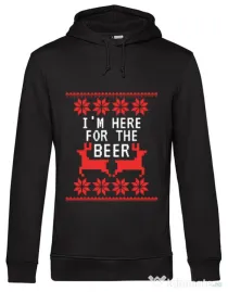 Hoodie barbat cu gluga Here for the beer Negru