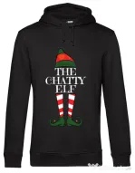 Hoodie barbat cu gluga The chatty elf Negru