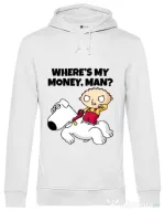 Hoodie barbat cu gluga Where s my money Alb