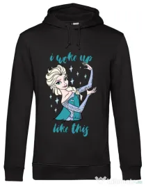 Hoodie barbat cu gluga I woke up like Elsa Negru