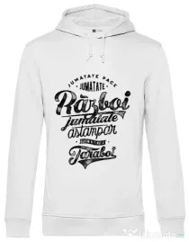 Hoodie barbat cu gluga Pace si razboi Alb