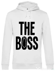 Hoodie barbat cu gluga The boss Alb