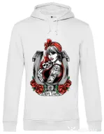 Hoodie barbat cu gluga Lady luck Alb