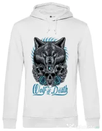 Hoodie barbat cu gluga Wolf of death Alb