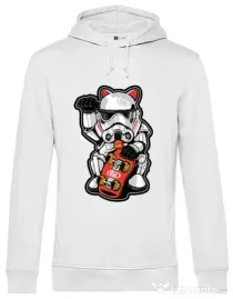 Hoodie barbat cu gluga Maneki trooper Alb