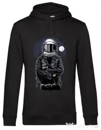 Hoodie barbat cu gluga Astronaut rebel Negru