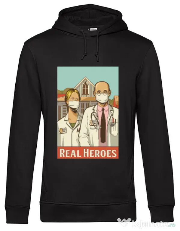 Hoodie barbat cu gluga Real heroes Negru
