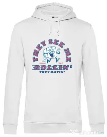 Hoodie barbat cu gluga They see me rollin Alb