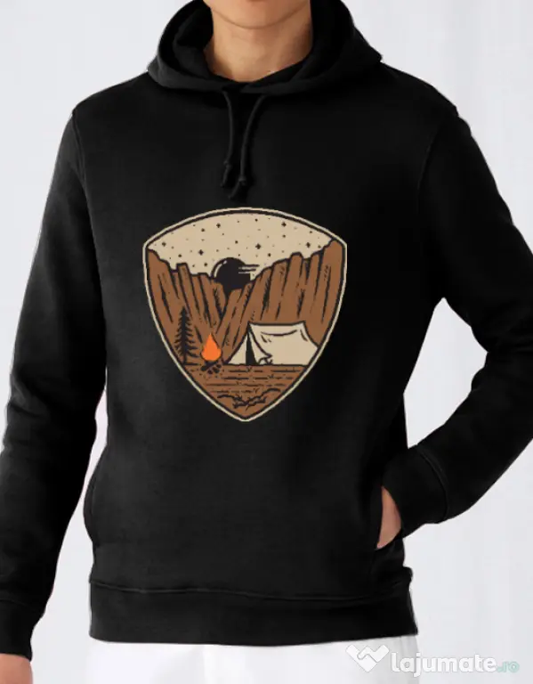 Hoodie barbat cu gluga Camp cliffs Negru