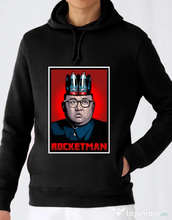 Hoodie barbat cu gluga Rocketman Negru
