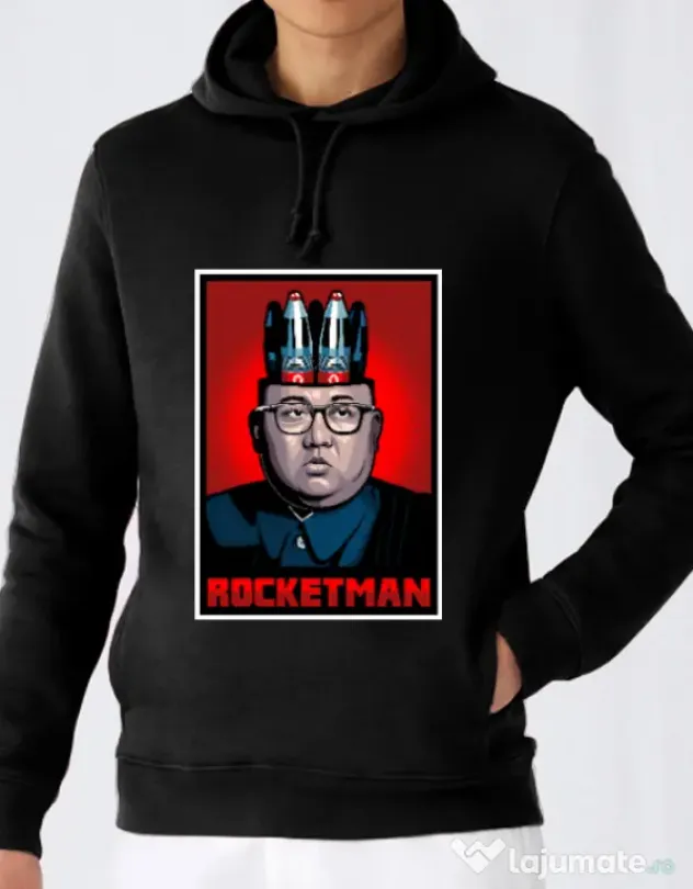 Hoodie barbat cu gluga Rocketman Negru