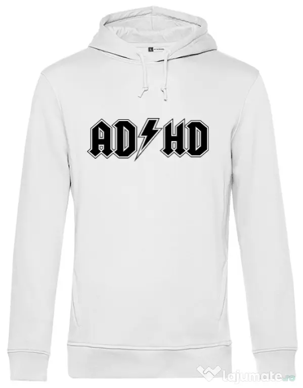Hanorac barbat cu gluga ADHD Alb