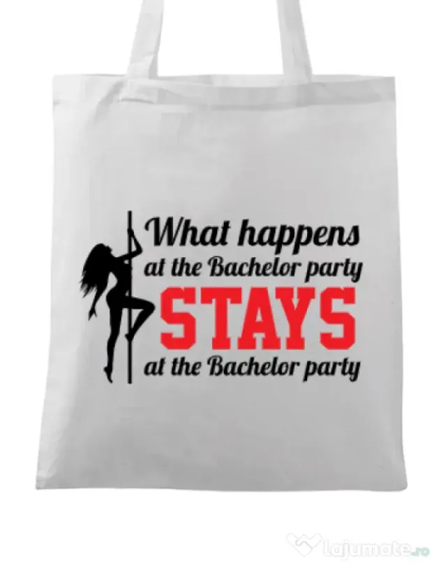 Sacosa personalizata Petrecerea burlacilor Bachelor party Alb