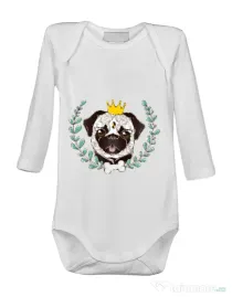 Baby body King Of Pug Alb