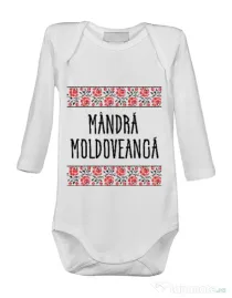 Baby body Mandra moldoveanca Alb