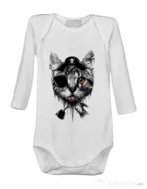Baby body Piratecat Alb