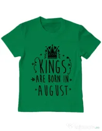 Tricou ADLER copil Kings are born in August Verde mediu