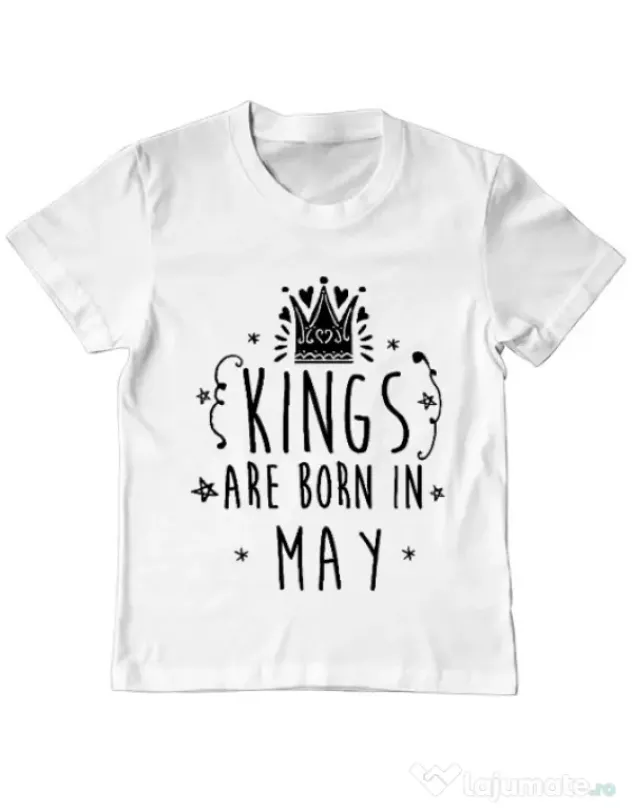 Tricou ADLER copil Kings are born in May Alb