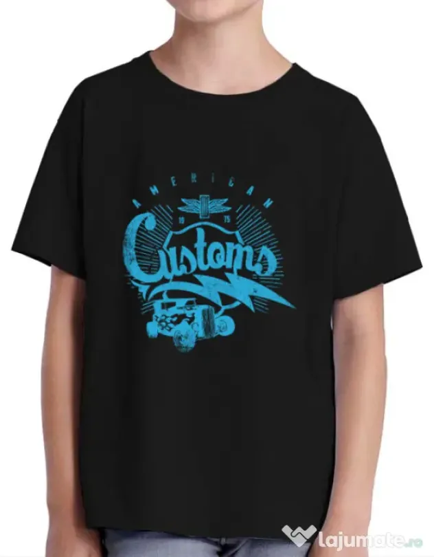 Tricou ADLER copil American customs Negru