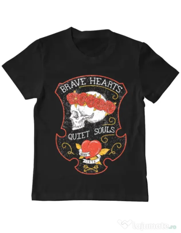 Tricou ADLER copil Brave hearts Negru