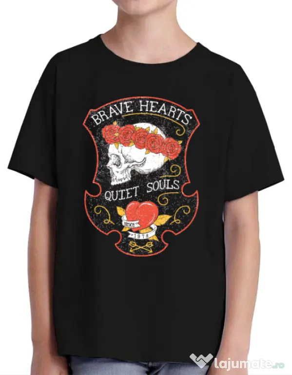 Tricou ADLER copil Brave hearts Negru