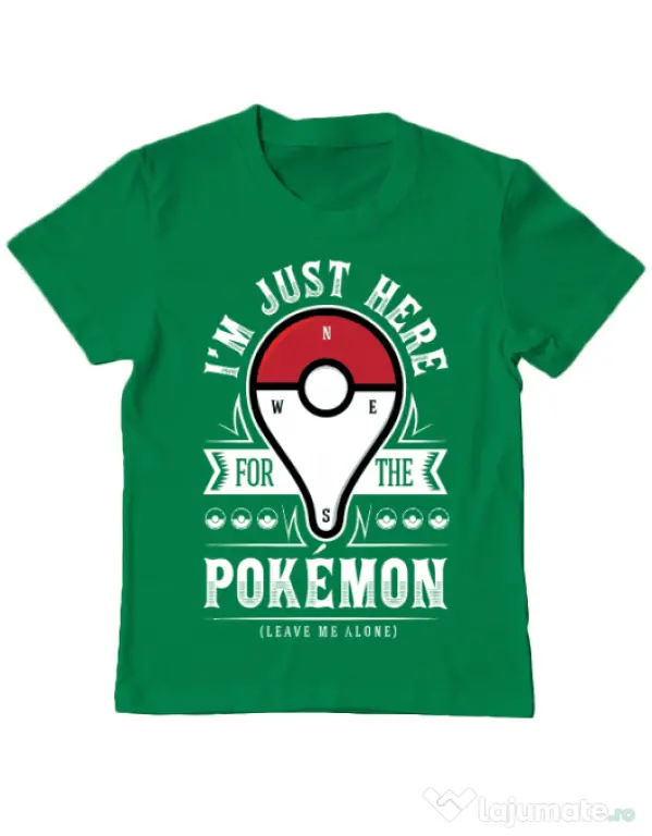 Tricou ADLER copil Here for the Pokemon Verde mediu