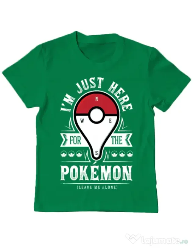 Tricou ADLER copil Here for the Pokemon Verde mediu