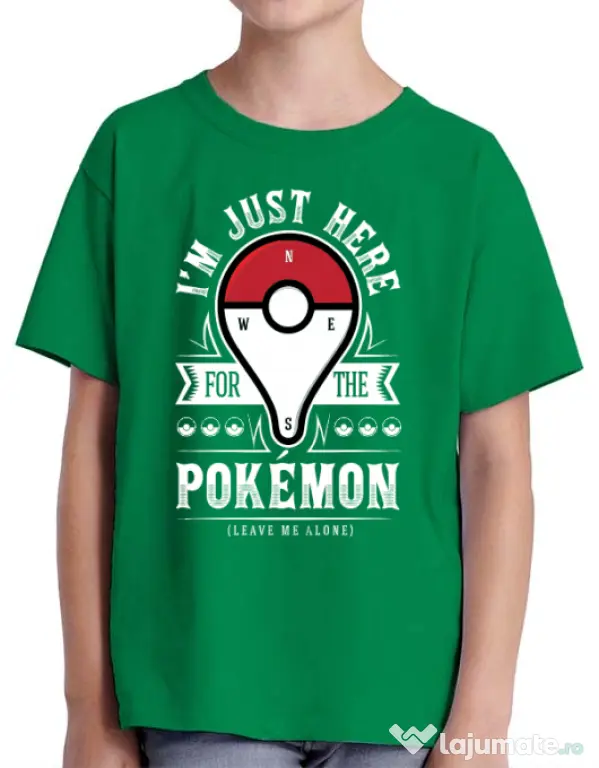Tricou ADLER copil Here for the Pokemon Verde mediu