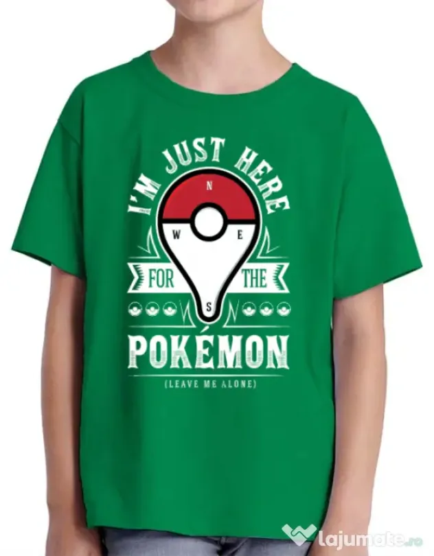 Tricou ADLER copil Here for the Pokemon Verde mediu