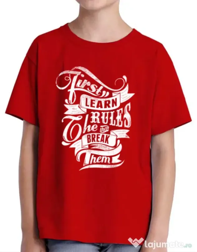 Tricou ADLER copil Learn the rules Rosu