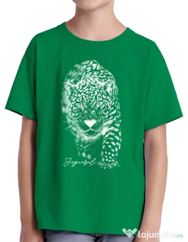 Tricou ADLER copil Jaguarul Alb Verde mediu