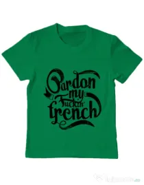 Tricou ADLER copil Pardon my fucking french Verde mediu