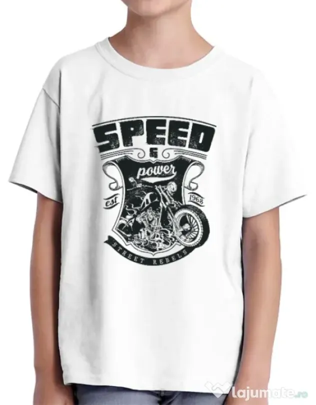 Tricou ADLER copil Speed and power Alb