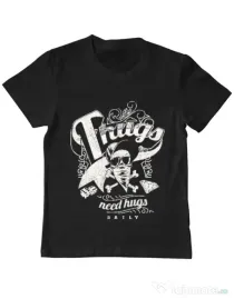 Tricou ADLER copil Thugs need hugs Negru