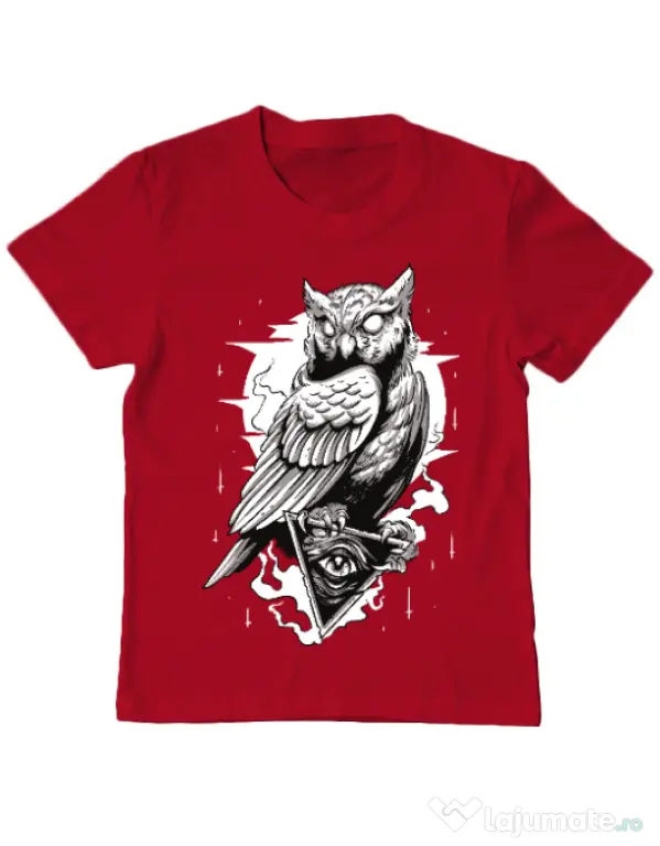 Tricou ADLER copil Owl Rosu