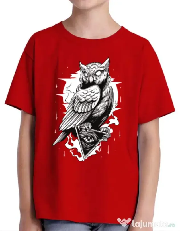 Tricou ADLER copil Owl Rosu