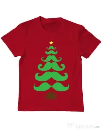 Tricou ADLER copil Moustache Christmas tree Rosu
