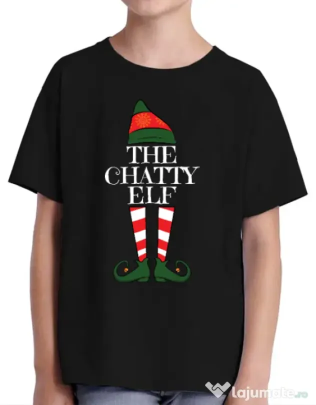 Tricou ADLER copil The chatty elf Negru