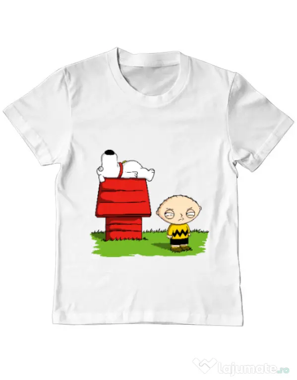 Tricou ADLER copil Stewie and Snoopy Alb