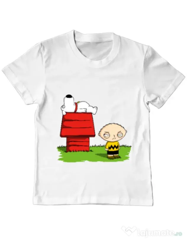 Tricou ADLER copil Stewie and Snoopy Alb