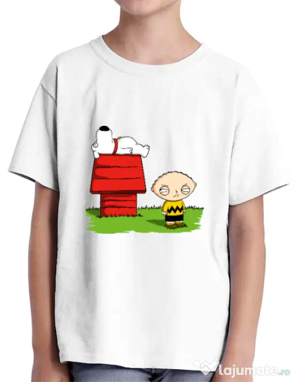 Tricou ADLER copil Stewie and Snoopy Alb