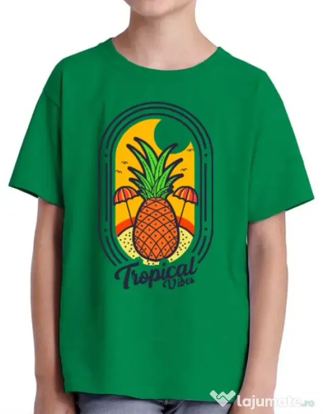 Tricou ADLER copil Tropical vibes Verde mediu