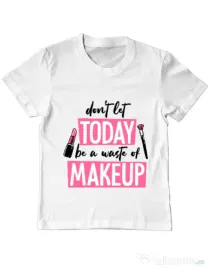 Tricou ADLER copil A waste of makeup Alb