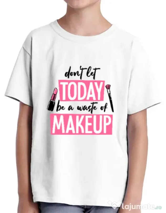 Tricou ADLER copil A waste of makeup Alb