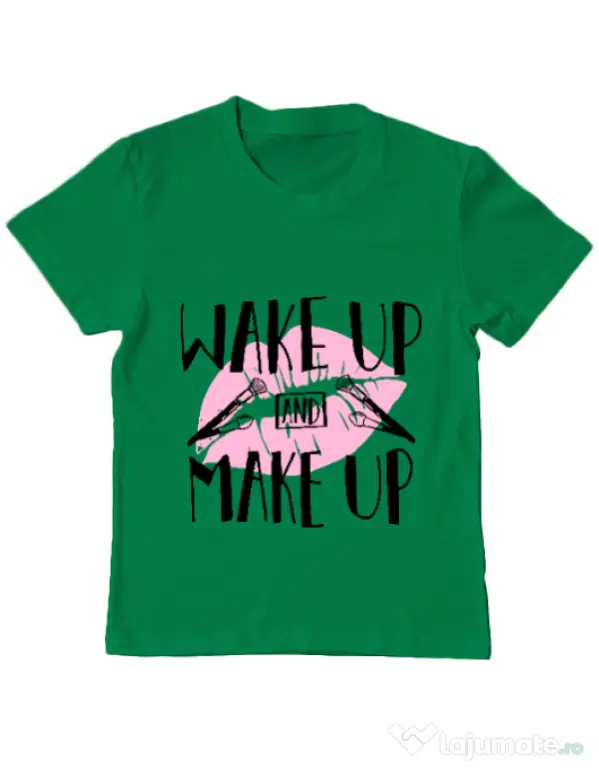 Tricou ADLER copil Wake up and make up Verde mediu