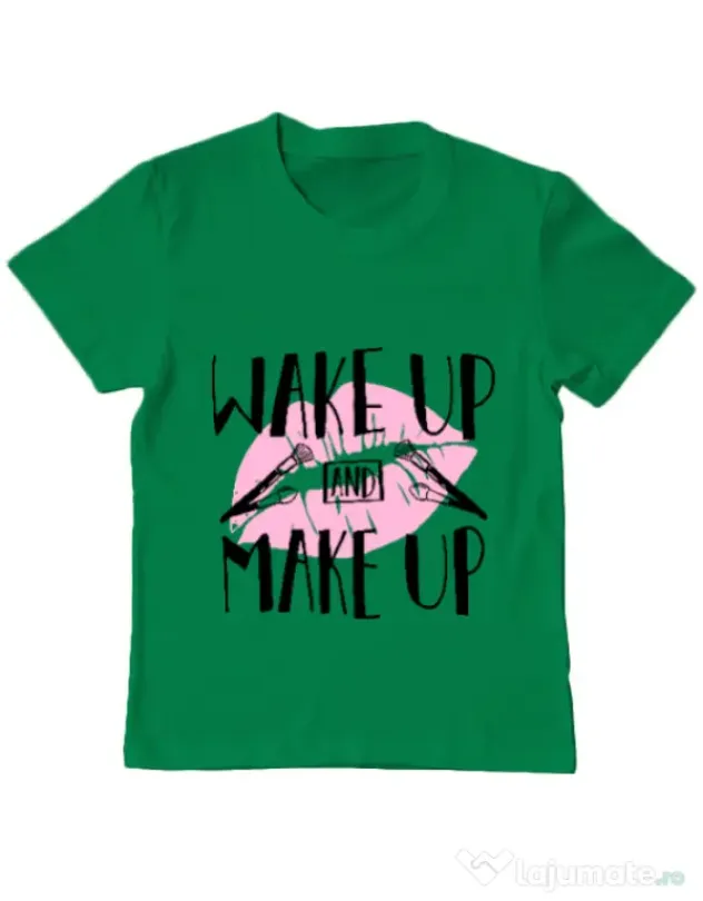 Tricou ADLER copil Wake up and make up Verde mediu
