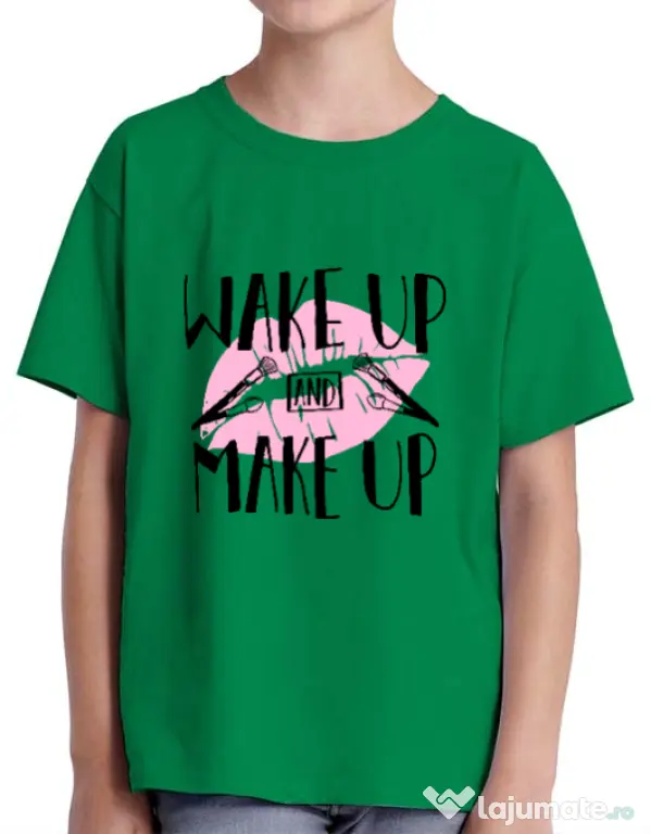 Tricou ADLER copil Wake up and make up Verde mediu