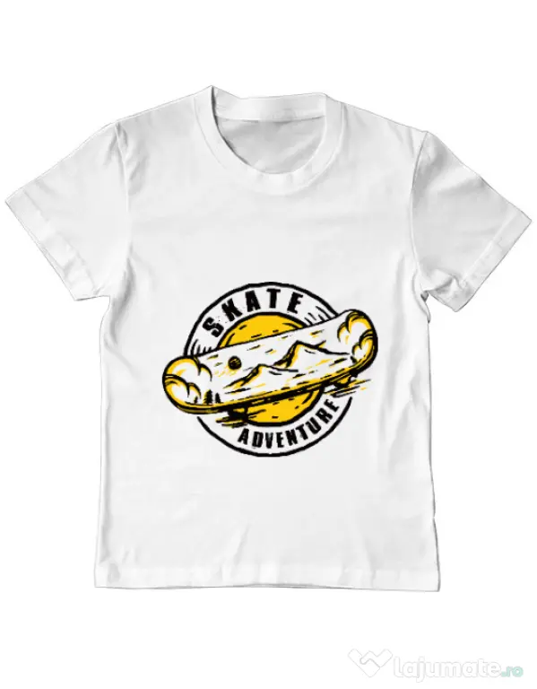 Tricou ADLER copil Skate adventure Alb